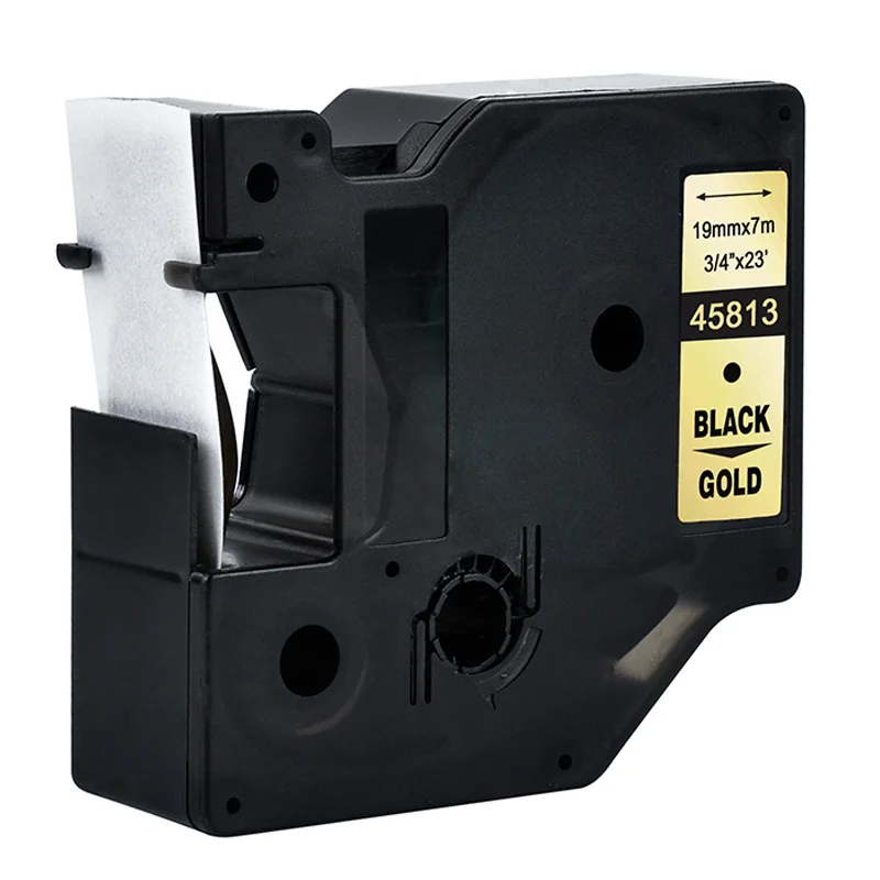 Labelzone 45813 совместимый с Dymo D1 19 мм принтеры этикеток черного цвета на золоте 3/4