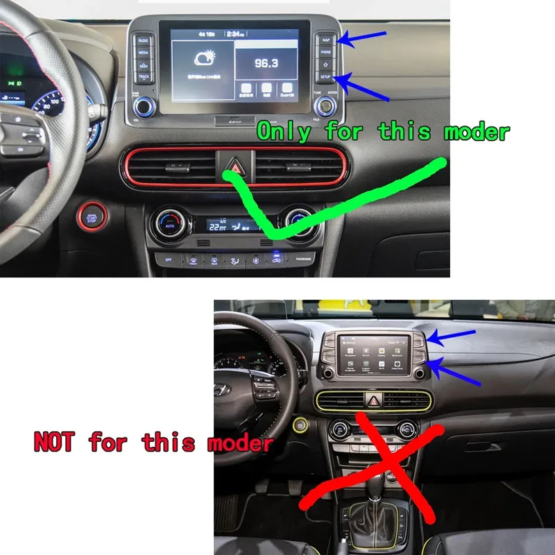 Автомобильная наклейка для Hyundai Kona Encino Kauai 2017 2018 2019 2020 средняя консоль центральное