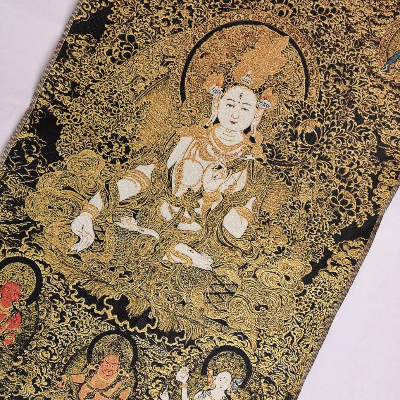 36 &quotтибетский с тканевым верхом вышитыми шелк Буддизм Белая Тара Гуань Инь Tangka