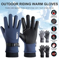 1 pair waterproof gloves mens winter cycling thickened plus velvet rainproof windproof touch screen riding motorcycle gloves