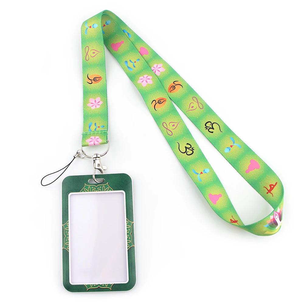 

JF470 Yoga Cartoon Funny Lanyards ID Badge Holder Keychain ID Card Passport Gym Mobile Phone Badge Holder Lanyard Key Holder