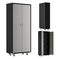 tool storage cabinet cold roll steel sheets with 4 rubber casters 5 shelves 182x82x41cm black greyus stock