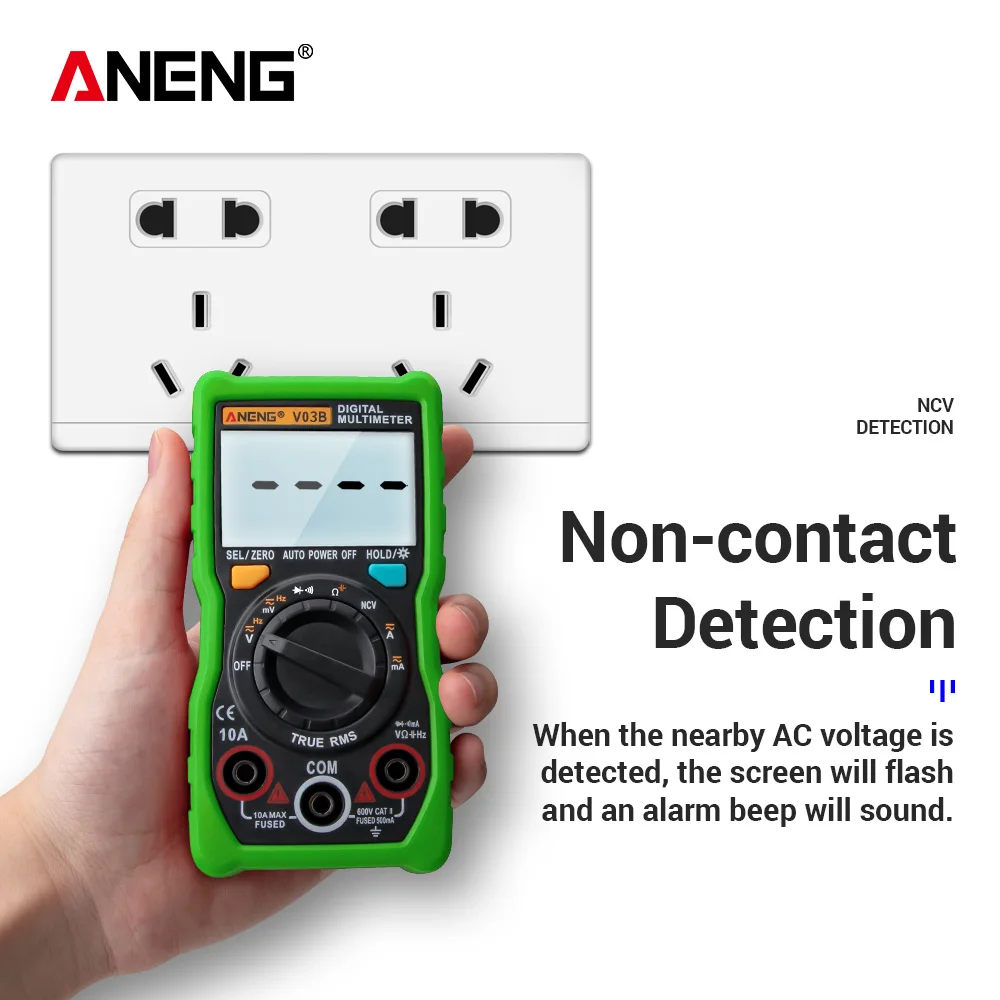 ANENG V03B цифровой мультиметр транзистор тестер токовые клещи мультитестер