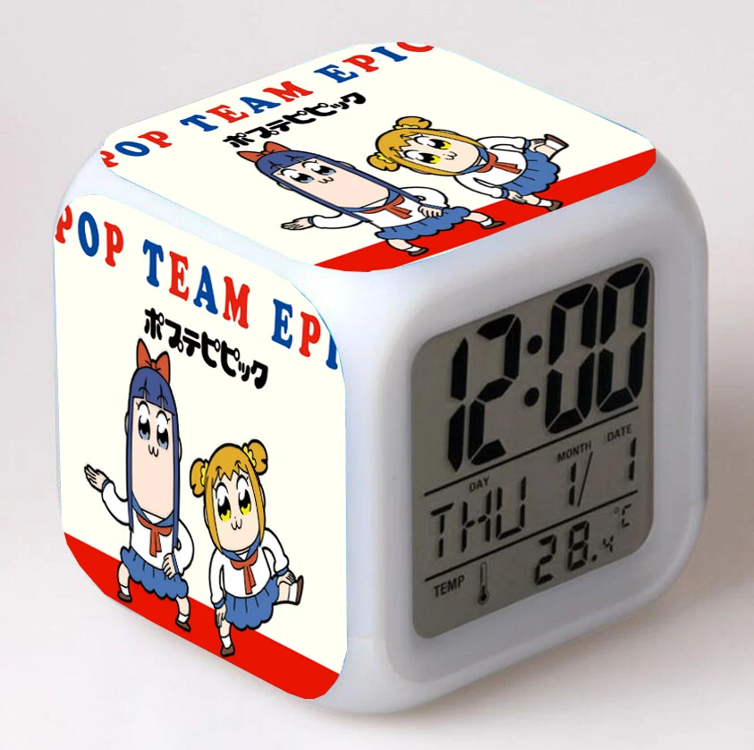 

Anime POP TEAM EPIC LED 7 Color Flash Digital Alarm Clocks Kids Night Light Bedroom Desk Clock Alarm-Clock seven colors