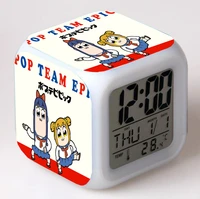 anime pop team epic led 7 color flash digital alarm clocks kids night light bedroom desk clock alarm clock seven colors