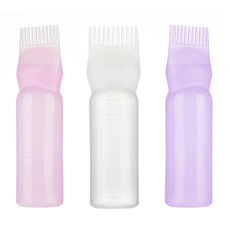 

120 MLl Multicolor Plastic Hair Dye Refillable Bottle Applicator Comb Dispensing Salon Hair Coloring Hairdressing Styling Tool