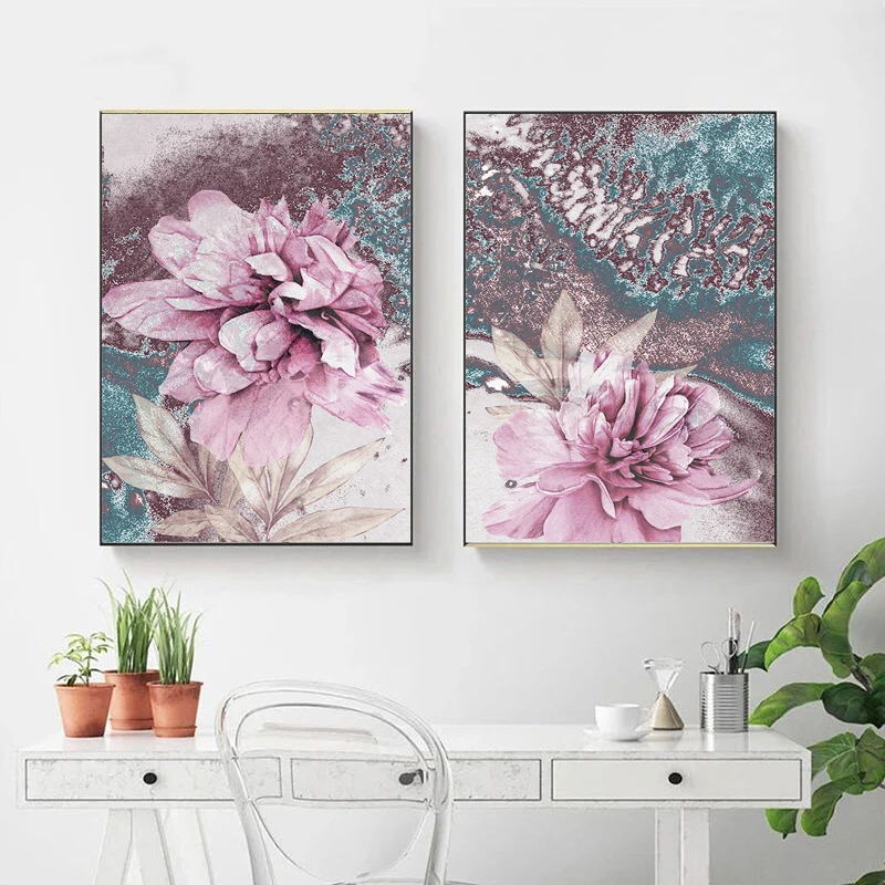 Wall Art Flower Posters and Prints Abstract Painting Scandinavian Poster Nordic Style Decorative Pictures for living room decor | Дом и сад