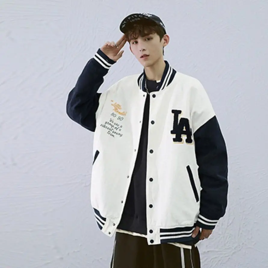 

2021 Spring and Autumn New Embroidered Contrast American Baseball Suit Men's Trend Loose Joker Japanese Men's Jacket Jacket