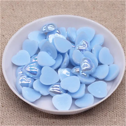 light blue AB 100 шт 10 мм Блестящий AB сердце форма из смолы ABS имитация жемчуга бусины DIY Дизайн ногтей/чехол для телефона/ювелирные изделия аксессуары - Цвет: light blue AB