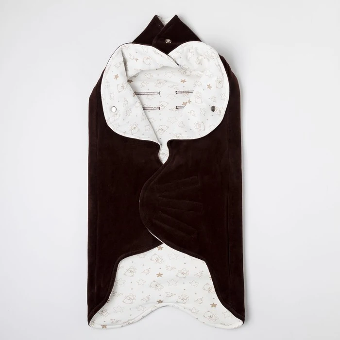 Одеяло конверт трансформер в коляску &quotМишка со звёздами&quot цвет шоколад