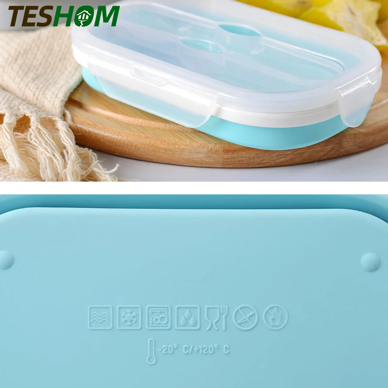 2 шт./компл. Силиконовый складной переносной коробка для ланча чашки круглая