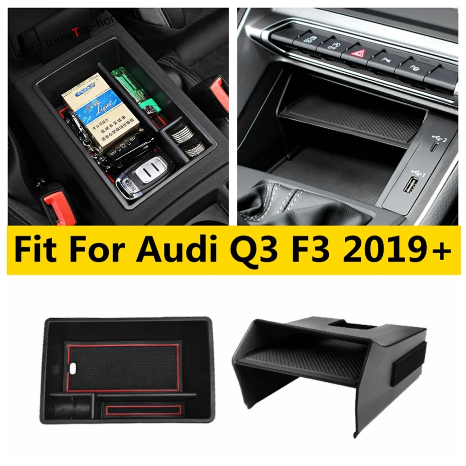 

Car Armrest Center Storage Box Container Glove Organizer Case Cover Trim Plastic Accessories Fit For Audi Q3 F3 2019 - 2022