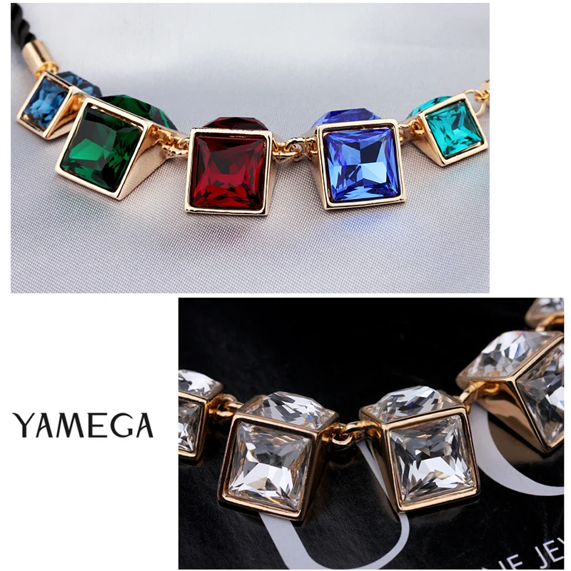 YAMEGA, модное яркое ожерелье с кристаллами, шикарная цепочка, Золотое ювелирное изделие, колье, воротник, ожерелье для женщин и девушек