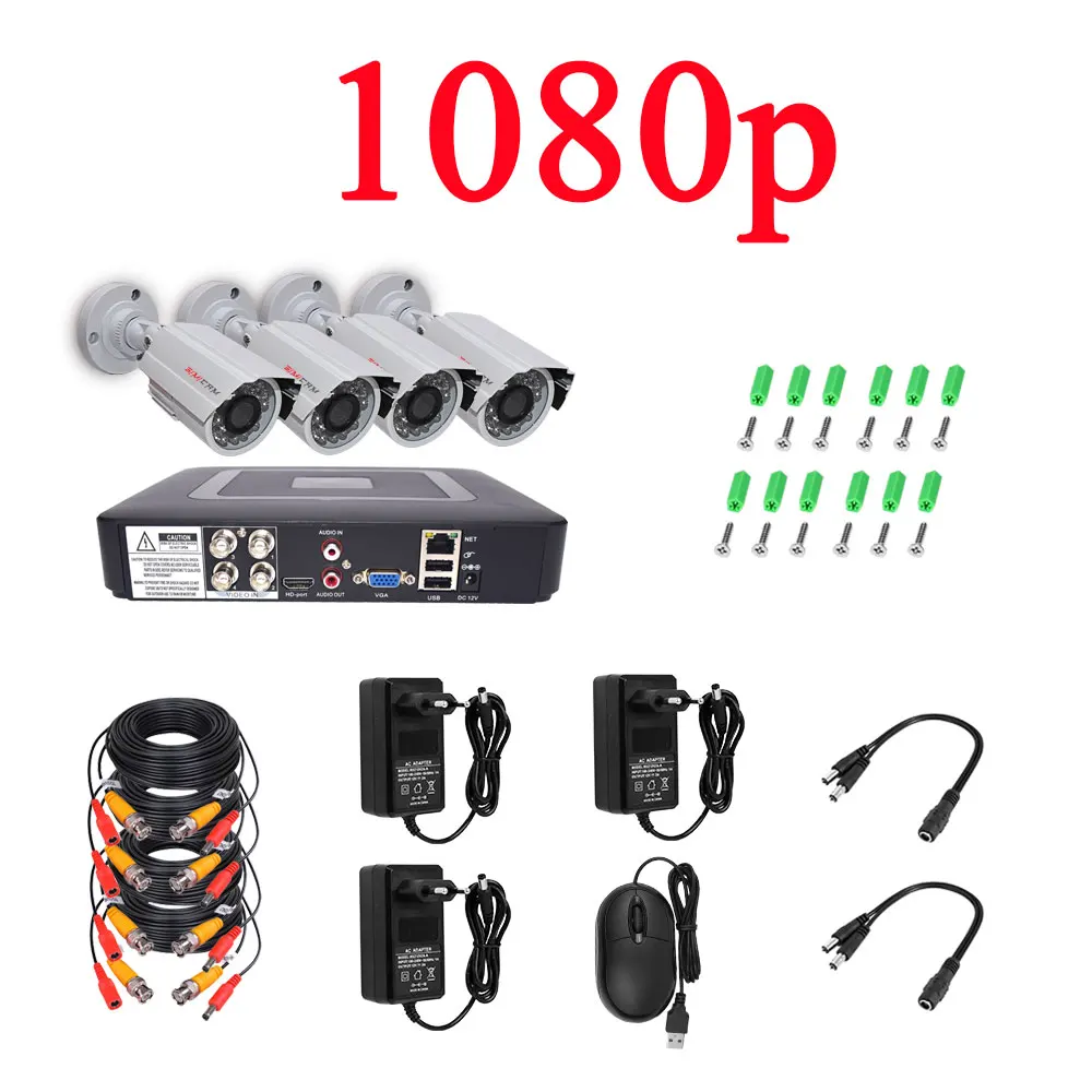 1080P camera Видео камеры видеонаблюдения системы аналоговая AHD 4ch HD 720 P/1080 P Водонепроницаемый Ночное видение ip cctv камера комплект камеры безопасности - Цвет: 1080P camera