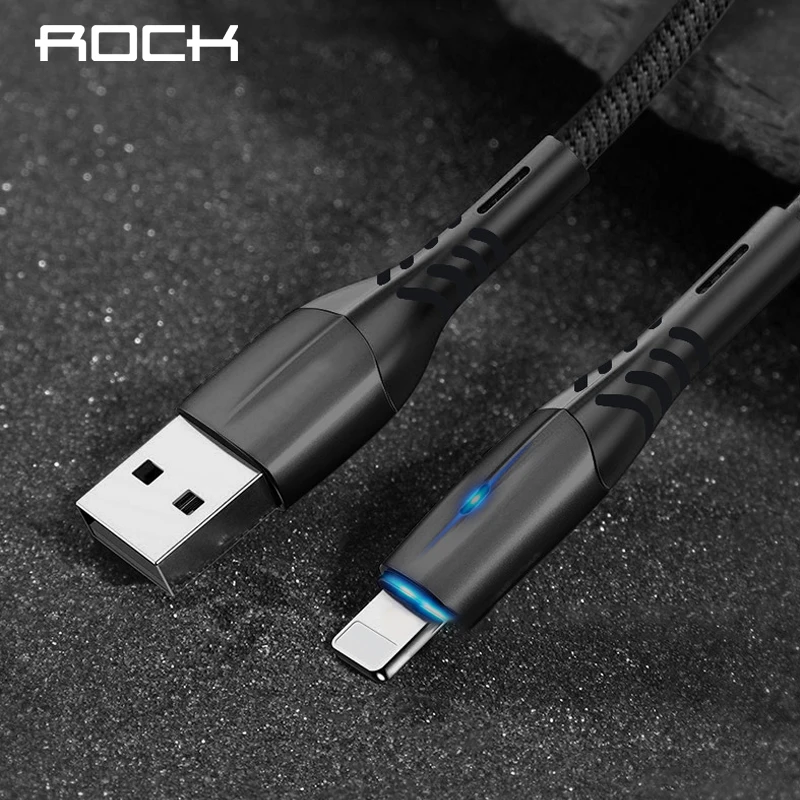 ROCK USB кабель для iPhone Xs Max Xr X 8 7 6 6s 5 5s iPad Быстрая зарядка зарядное устройство
