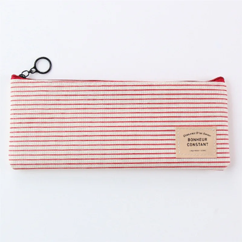 Тканевый пенал в полоску повседневном стиле чехол для карандашей и канцелярских
