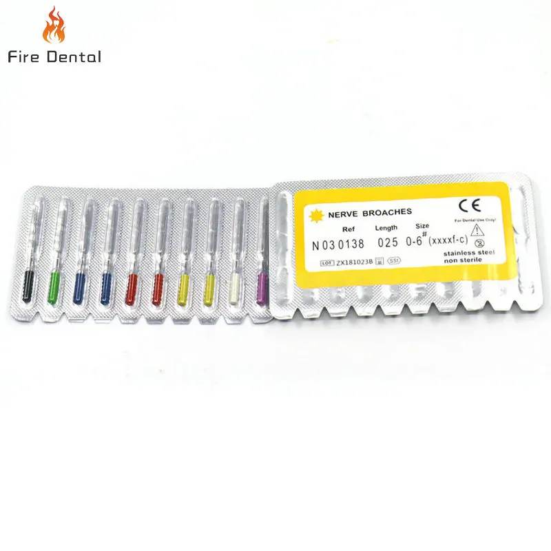 Dental Barbed Broaches with Handle 10pcs/Pack 25mm Nerve Broaches Stainless Steel Endodontic Accessories for Dentistry