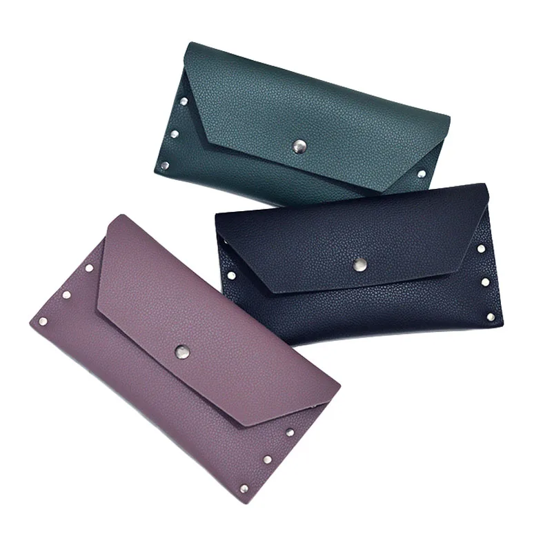 

50PCS / LOT Lady's Wallet Black Green Gery Cameo Long Women Leather Ultra-thin Fashion Handbags Card Holder Phone Change Purse L