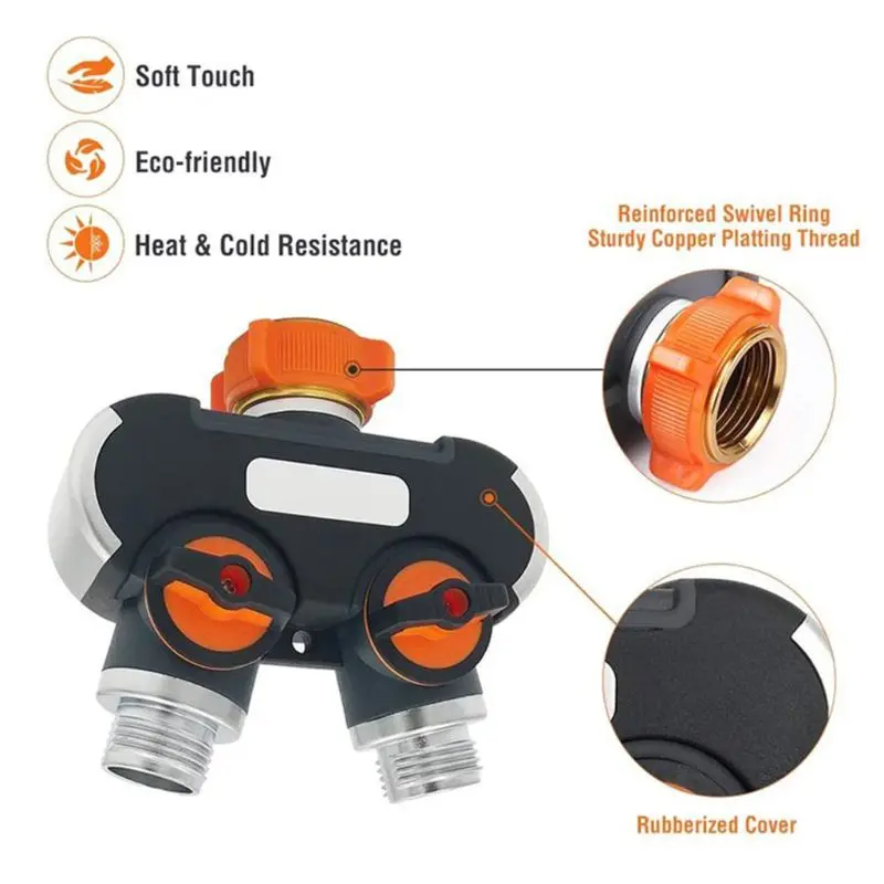 

2 Way Garden Hose Splitter 3/4 Inch Tap Connector Y Shape Valve US/EU Standard