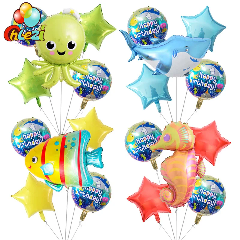 5 шт морское воздушные шарики в виде животных большой акулы Тропические рыбы