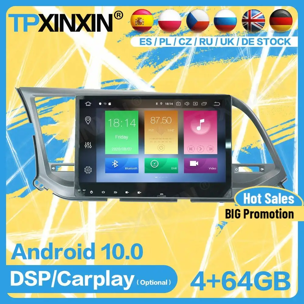 

Car Radio Stereo Control Receiver Bluetooth Android For Hyundai Elantra 2016 20172018 GPS Player Navigation Auto Audio Head Unit