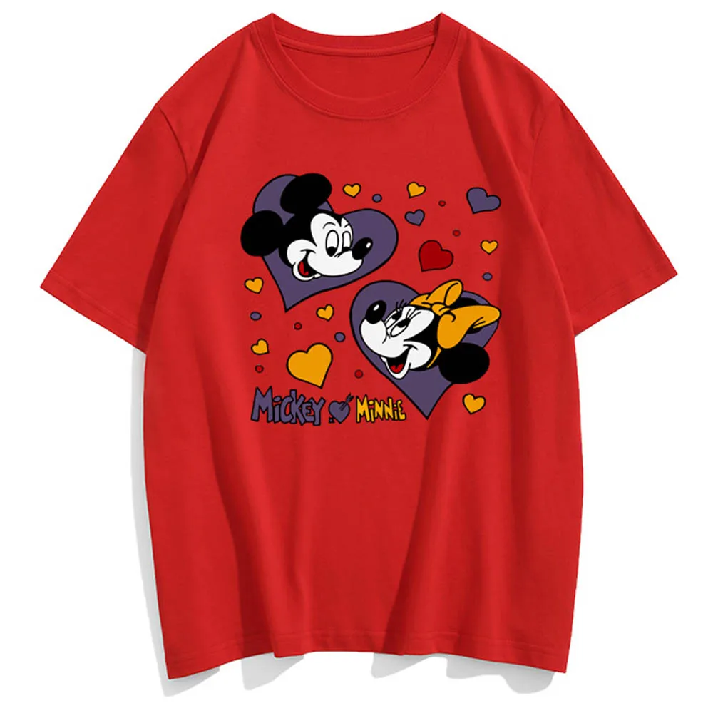 Дисней милые пары унисекс Женские футболки Минни Микки Маус Любовь мультфильм