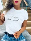 Женская Повседневная футболка в стиле Харадзюку С буквенным принтом, Винтажная футболка с коротким рукавом и круглым вырезом, топы, Camisetas Mujer