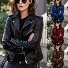 Женская куртка из искусственной кожи, зимняя мотоциклетная куртка с длинным рукавом, на молнии, плотное облегающее пальто, осенняя женская короткая куртка 2020 #40
