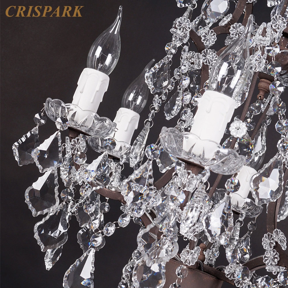 19th C. Rococo железный и хрустальный напольный светильник Франция страна Хрустальный