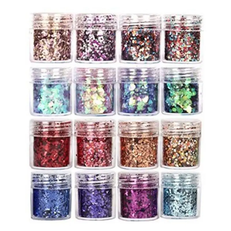 

16 Bottles Nail Art Sequins Filling Flash Glitter Powder UV Epoxy Resin Pigment P0RF