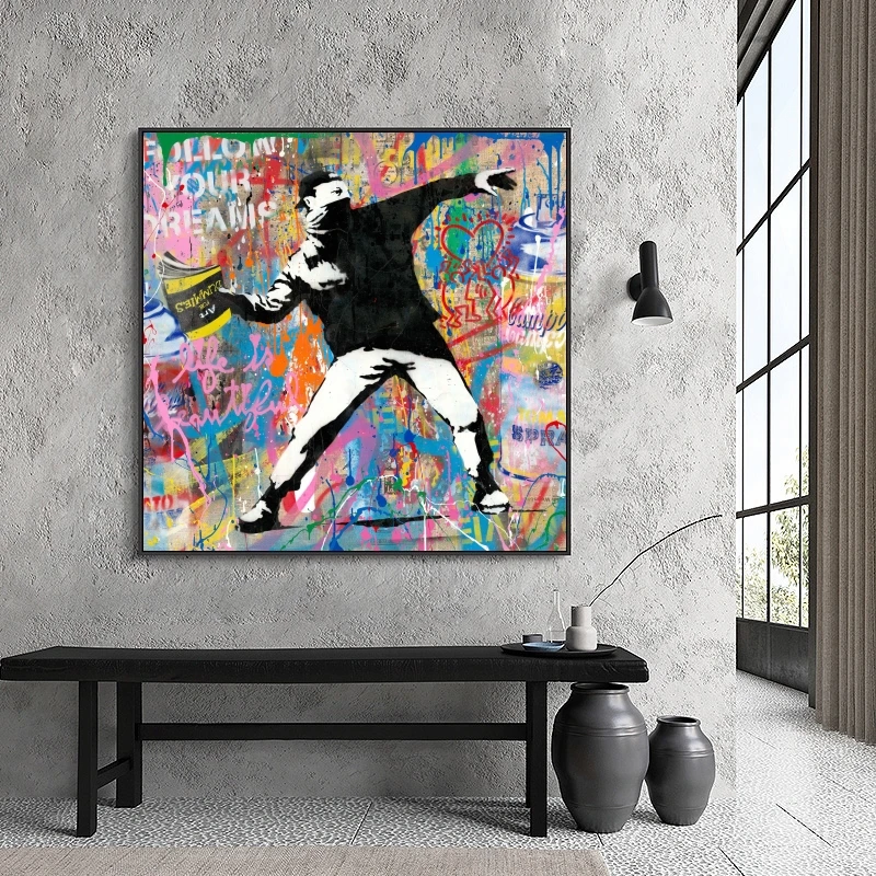 Banksy уличные граффити Искусство большие мечты живопись на холсте детство