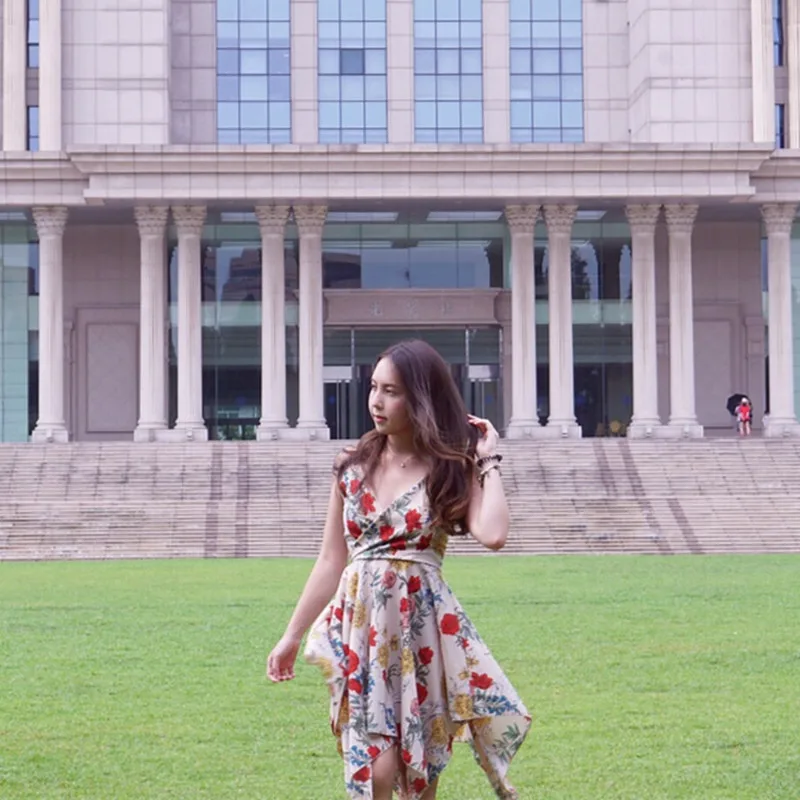 Женское платье на бретельках MUMUZI Пляжное Платье с v-образным вырезом и