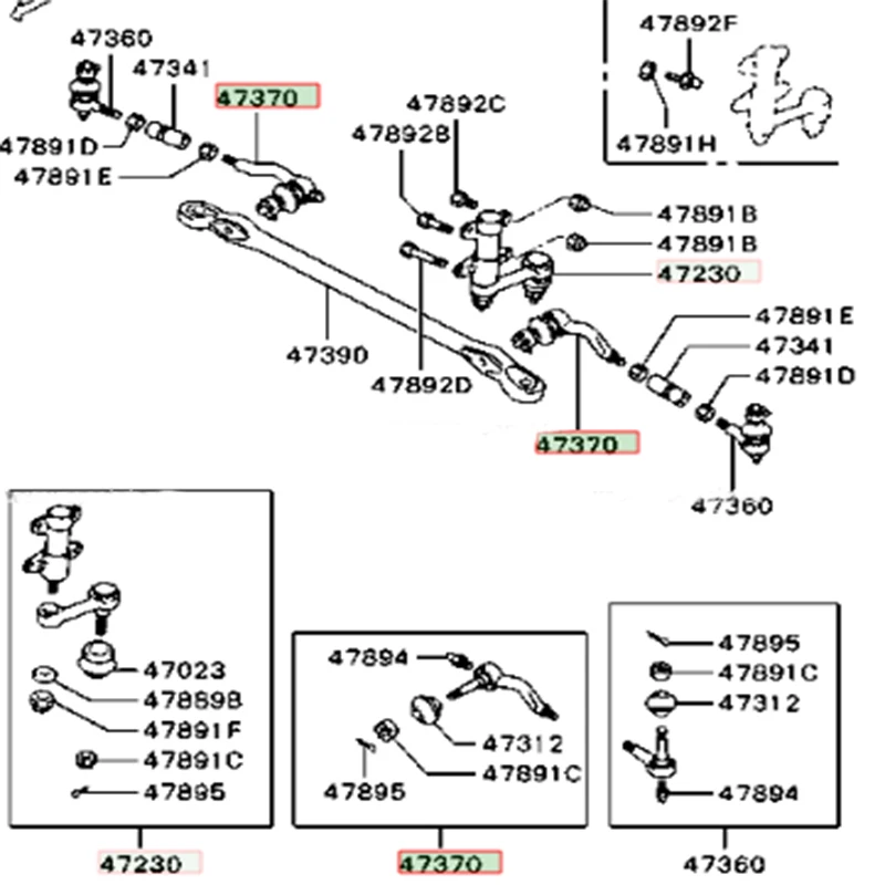 2 шт. внутренний наконечник рулевого механизма MB831044 L/R SE7722 для Mitsubishi Pajero L200 Challenger
