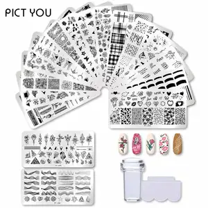 Шаблоны для дизайна ногтей PICT YOU 12*6 см, штамповочные пластины, шаблоны для дизайна цветов, животных, стекла, кружева, штамп, шаблоны, изображение