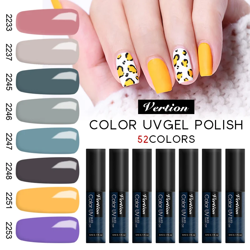 Чистый цветной Гель-лак для ногтей Verstion отмачиваемый УФ-лампой Полупостоянный