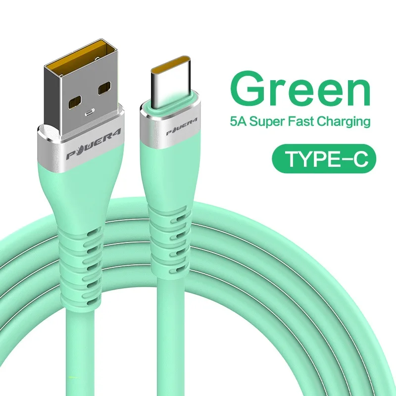 Power4 USB C кабель 5A флэш-зарядка usb type C Supercharge для huawei P20 совместимый 3A 2A быстрое зарядное устройство для samsung Xiaomi - Цвет: Green