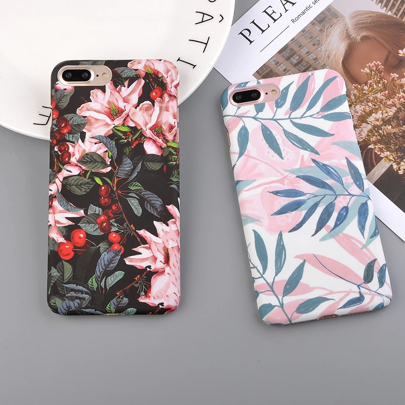 Чехол для телефона с изображением цветов и листьев для iPhone X, XS, XR, 6, 6S Plus, 7, 8 Plus, 5, 5S, SE, Тонкие Жесткие ПК-Чехлы, Мраморная Крышка для ананас черешня