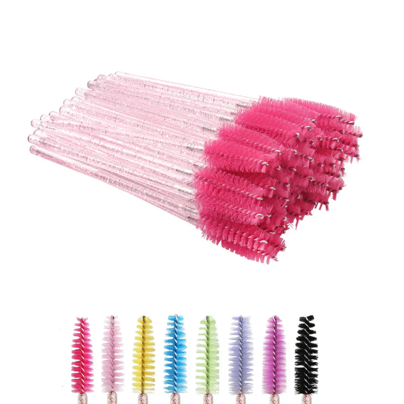 HOT 50 Pcs/Pack Disposable Crystal Eyelash Makeup Brush Diamond Handle Mascara Wands Extension Tool | Красота и здоровье