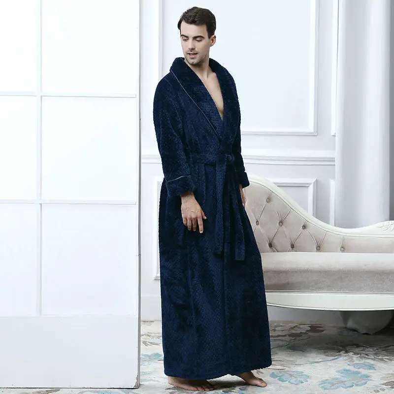 Autumn winter longer thicker couple bathrobe waist robe female long pajamas men's large size pajamas sleepwear women robe sets