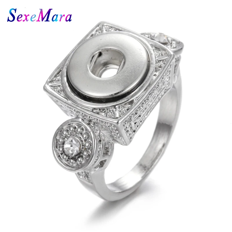 Новинка 12 мм кольцо с кнопками ювелирные изделия Стразы Мини Серебряный цвет для