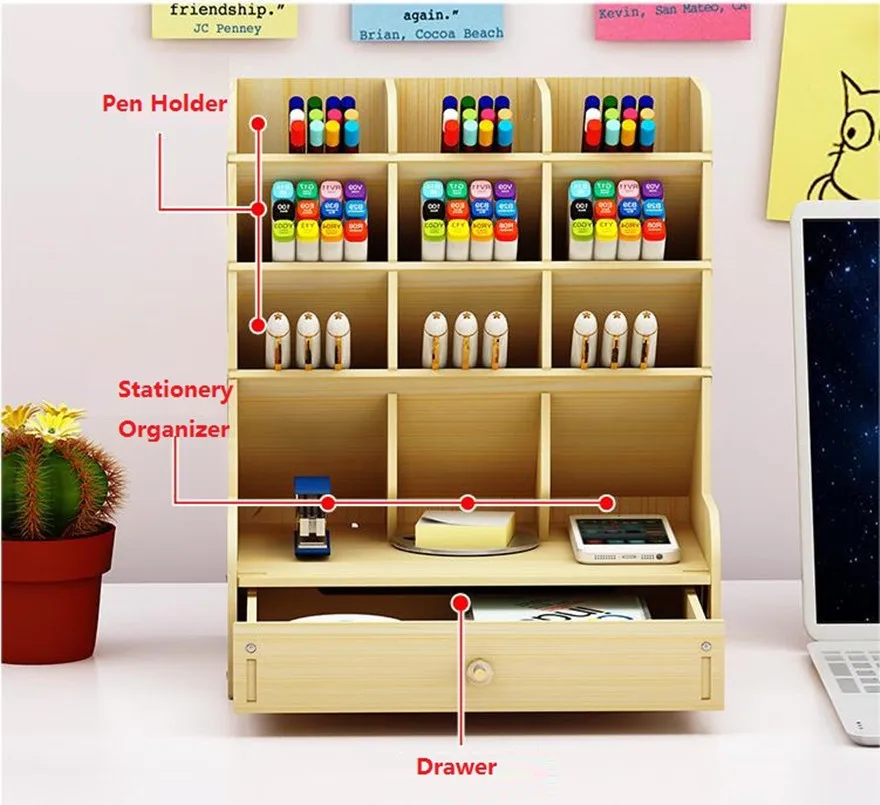 Мультифункциональный деревянный Настольный органайзер держатель для