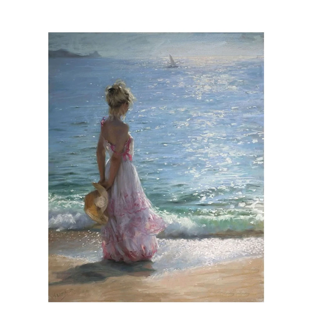 Woman Sea Printed Fabric 11CT Cross-Stitch DIY Embroidery Set DMC Threads Handiwork Sewing Knitting Hobby Package Promotions | Дом и сад