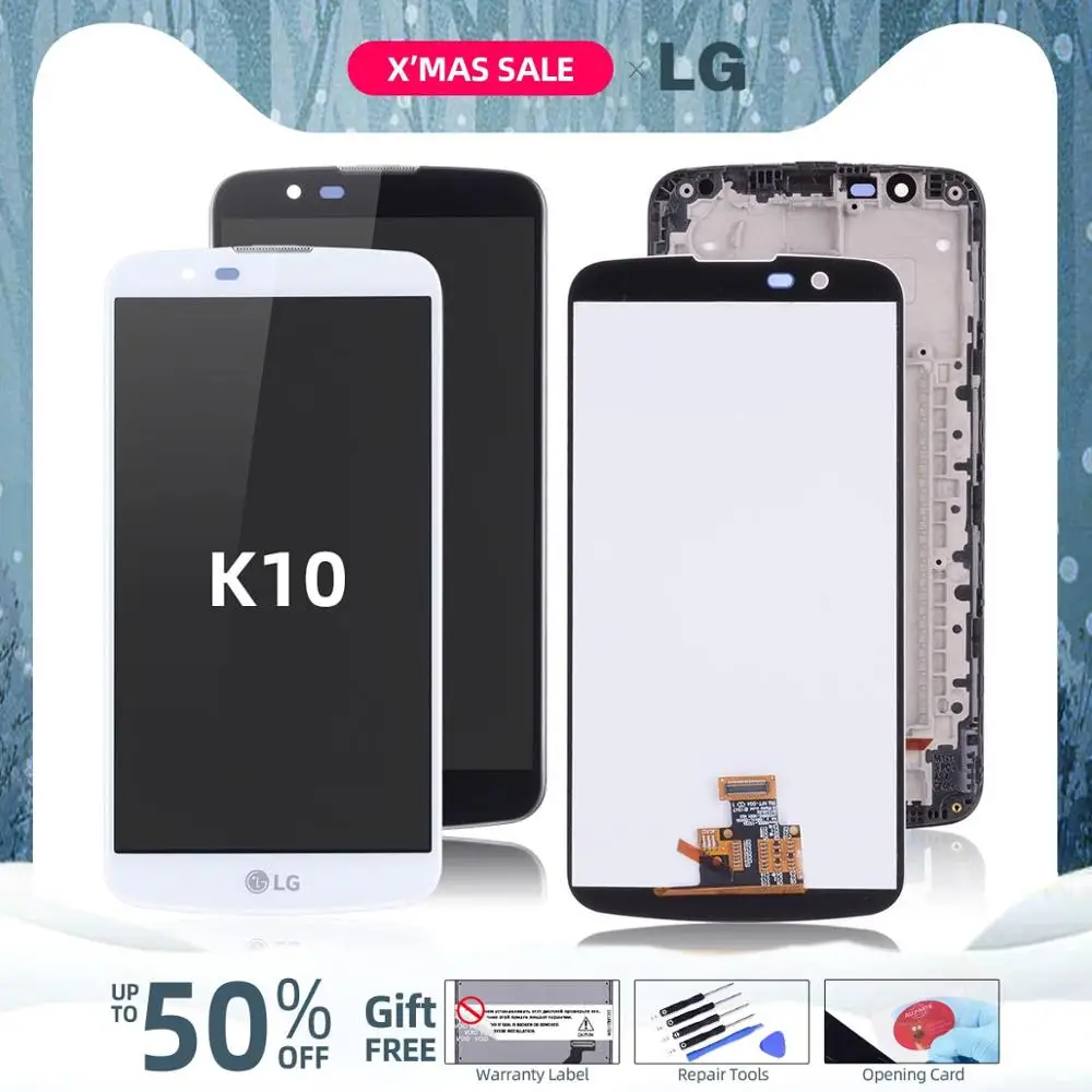Дисплей для LG K10 K410 K430 K430DS K420N 420N K10 Lte LCD в сборе с тачскрином на рамке Черно-белый
