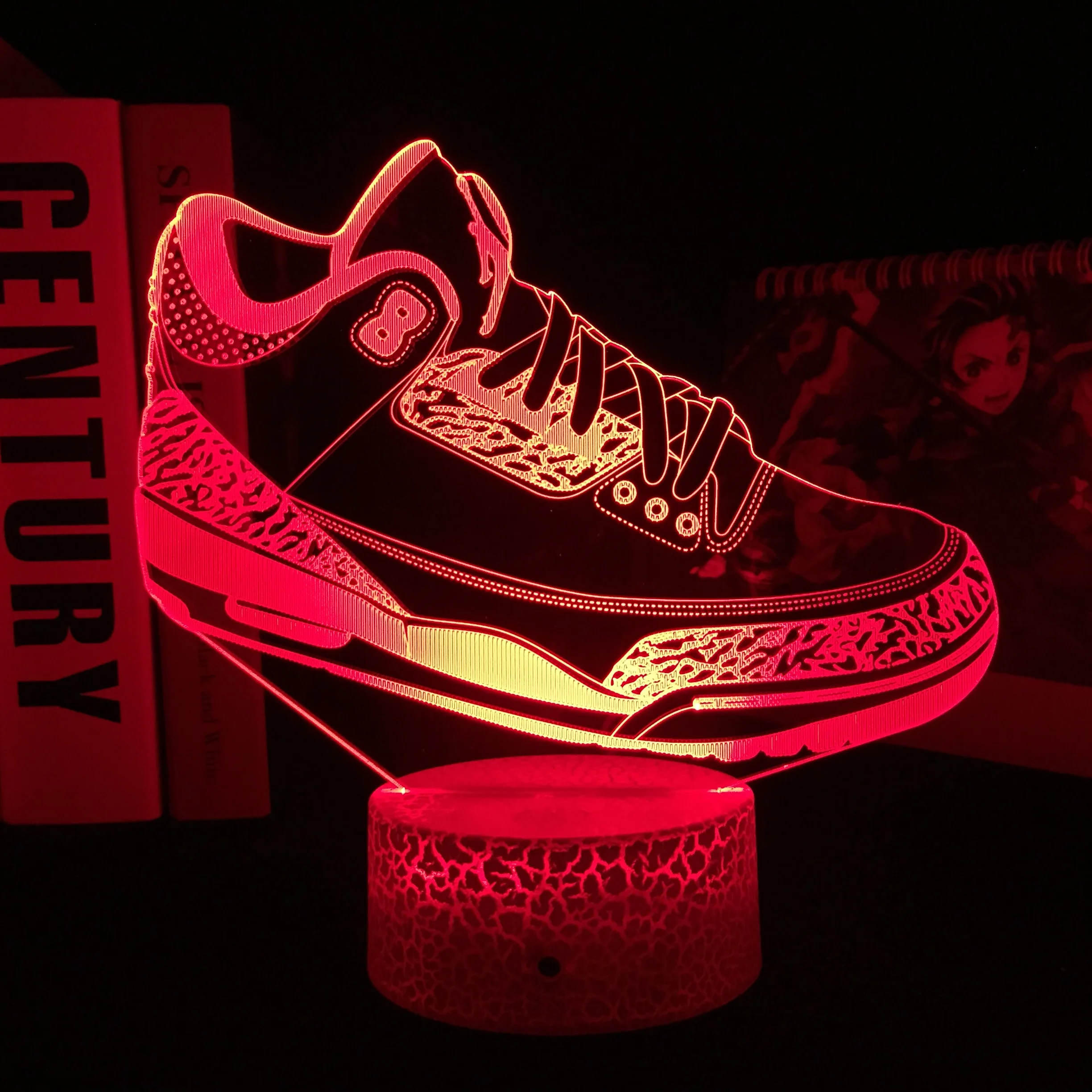 Shoes With Number 8 3D LED Lamp Visual Illusion White Cracked Base Acrylic Light Guide Plate for Couple Festival Birthday Gifts | Лампы и