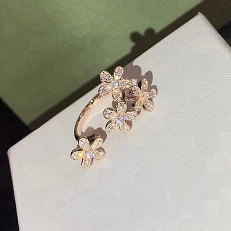 MY Hot Циркон Клевер листья цветок манжета палец кольцо для женщин Свадьба все матч