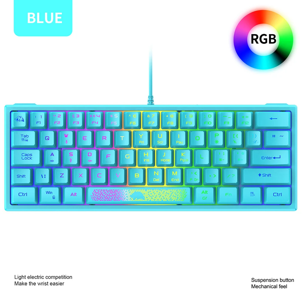 Клавиатура K61 игровая Механическая Проводная с RGB-подсветкой 62 клавиши |