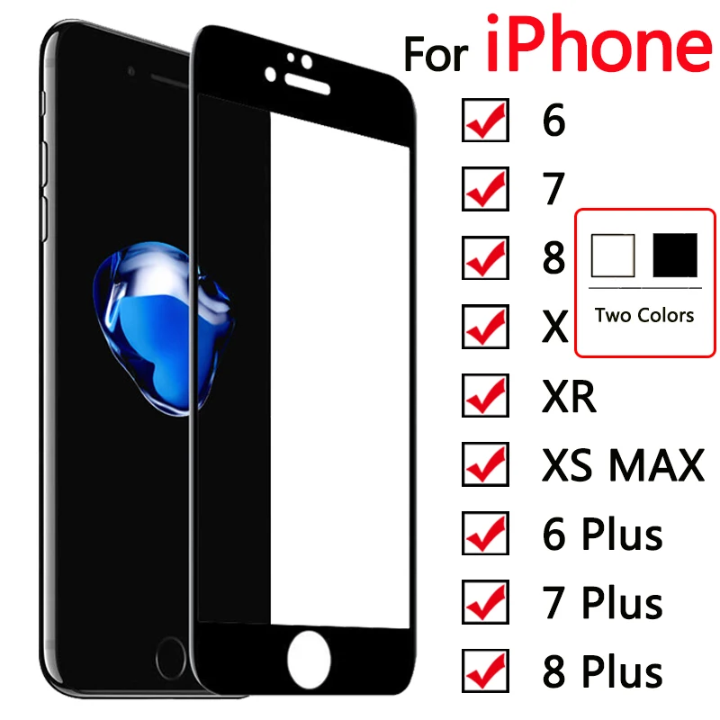 9D Защитное стекло для apple iphone X 6 7 8 plus xr xs max Закаленное пленка aphone tremp 7plus защита