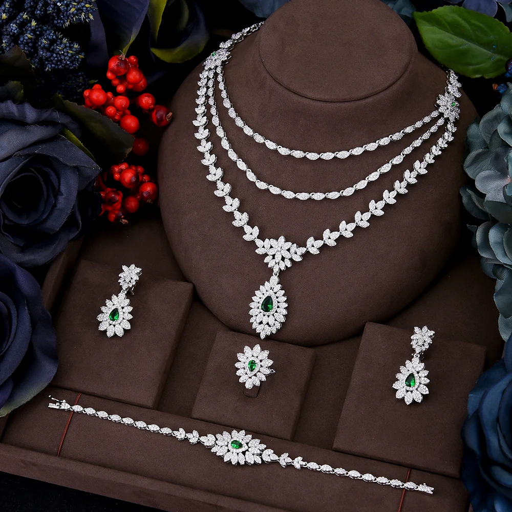 Африканская Бриллиантовая Женская Свадебная Серьга Soramoore с фианитом качества AAAAA, Свадебная вечерняя серьга, ожерелье