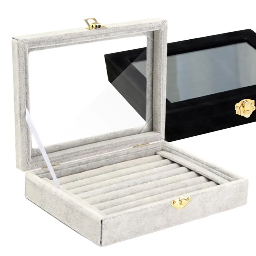 

Velvet Wooden Ring Jewelry Earring Storage Box Display Organizer Tray Holder Stoarge Boxes bolsitas de organza Christmas Gifts
