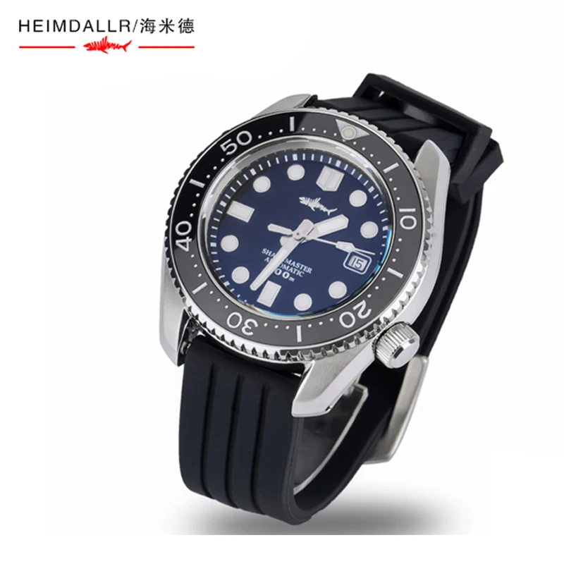 Relógio de Mergulho Relógio de Pulso Resistência à Água Heimdallr Masculino Safira Vintage Relógios Desportivos St2130 Movimento Automático Mecânico 300m